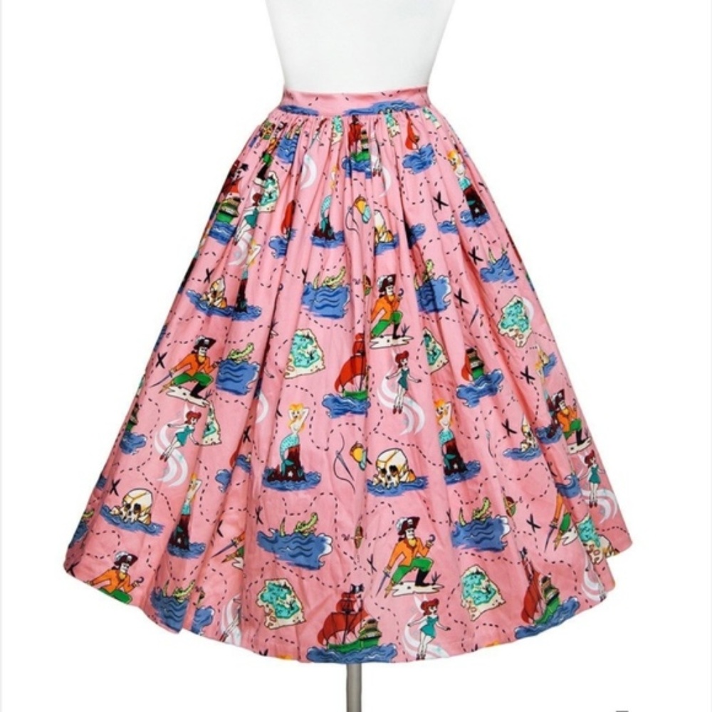 Pinup Girl Clothing Jenny Skirt in Neverland Print